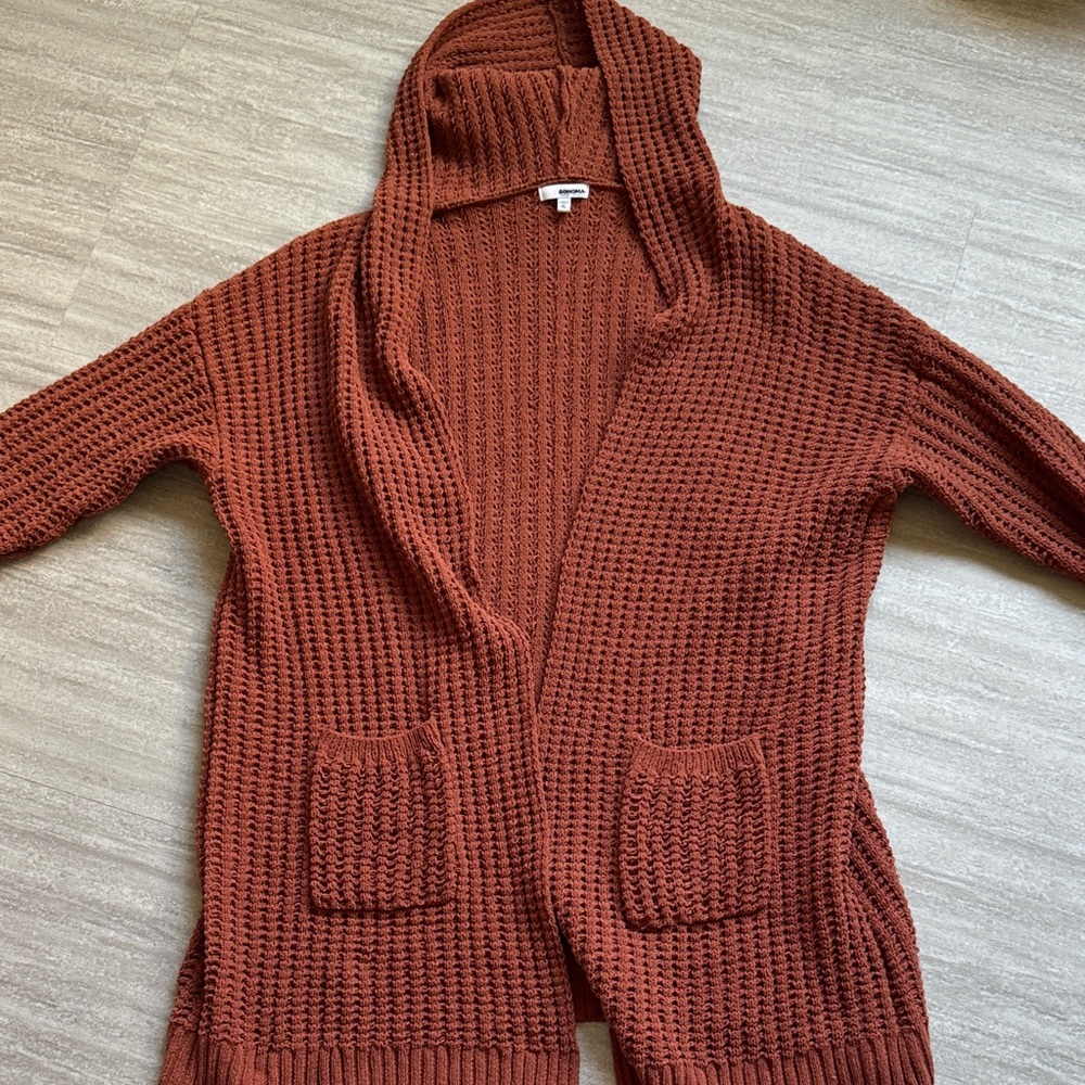 Sonoma Hooded chunky knit rust orange sweater. Size XL